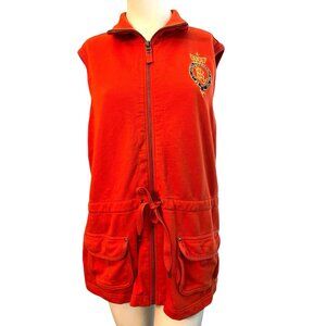Lauren Jeans Co Women’s Vest Size XL Orange Sleeveless Crown Crest Tie Waist Zip